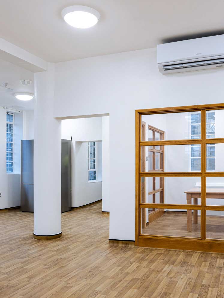 The interior of an institution.