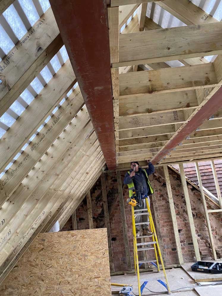 Installation of a new roof.